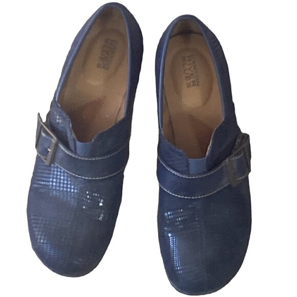 Canyon River Blues Slip On Clogs 10/10.5* Blue Embossed Houndstooth Plaid 263B - Picture 2 of 8